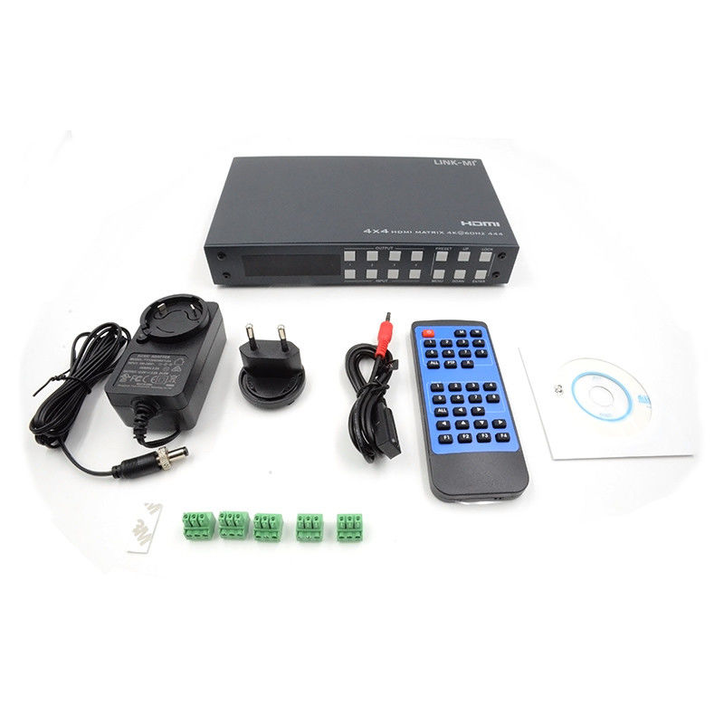 HM-4X4 Video Matrix 4X HDMI In AV HDMI Distributie tot 4K HDCP2.2