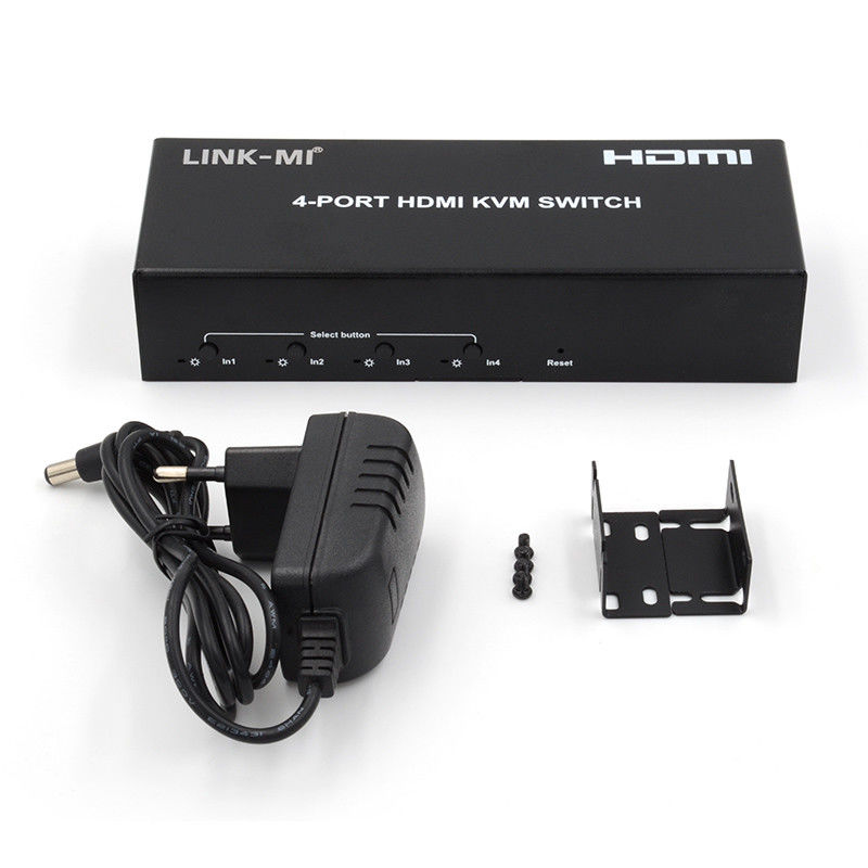 Geen vertraging HDMI KVM Switch 4 Port Ip Kvm Hdmi Support Hot Keys Automatisch schakelen