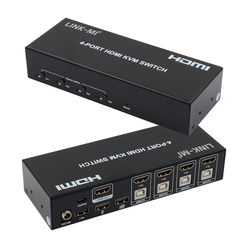 4 poorten KVM Switch HDMI 4K 30Hz Hot Keys Automatisch schakelen Geen vertraging USB Switch