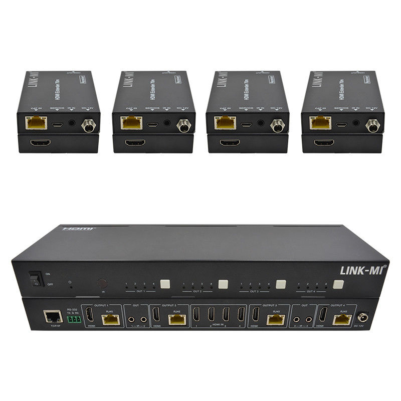 70M 4X4 HDMI-matrix met IR-matrixfunctie 18Gbps 4K@60Hz HDMI 2.0b POC
