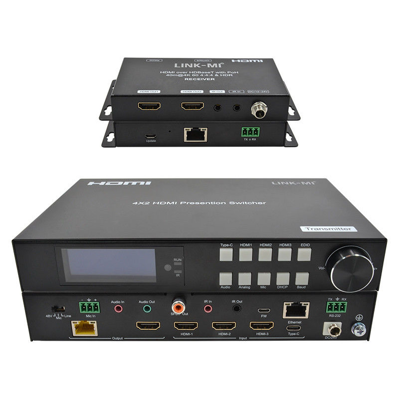 18 Gbps 4K Video HDMI Switch 2.0 HDBaseT Switch met HDMI en USB-C-invoer