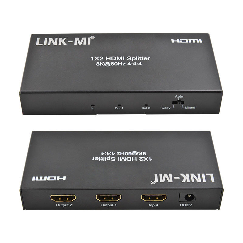 48 Gbps HDMI Splitter 8k 1x2 HDMI Extender Ondersteuning Downscaler HDR10 EDID HDCP2.2