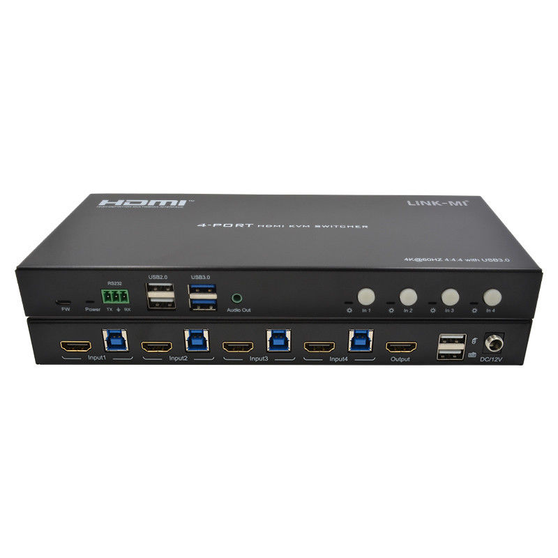 4 Port Network HDMI2.0 KVM Schakelaar tot 4K 60Hz 18Gbps