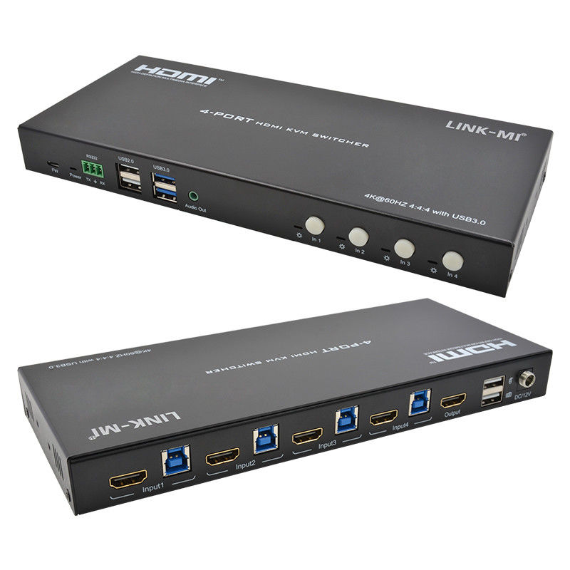 4 Port Network HDMI2.0 KVM Schakelaar tot 4K 60Hz 18Gbps