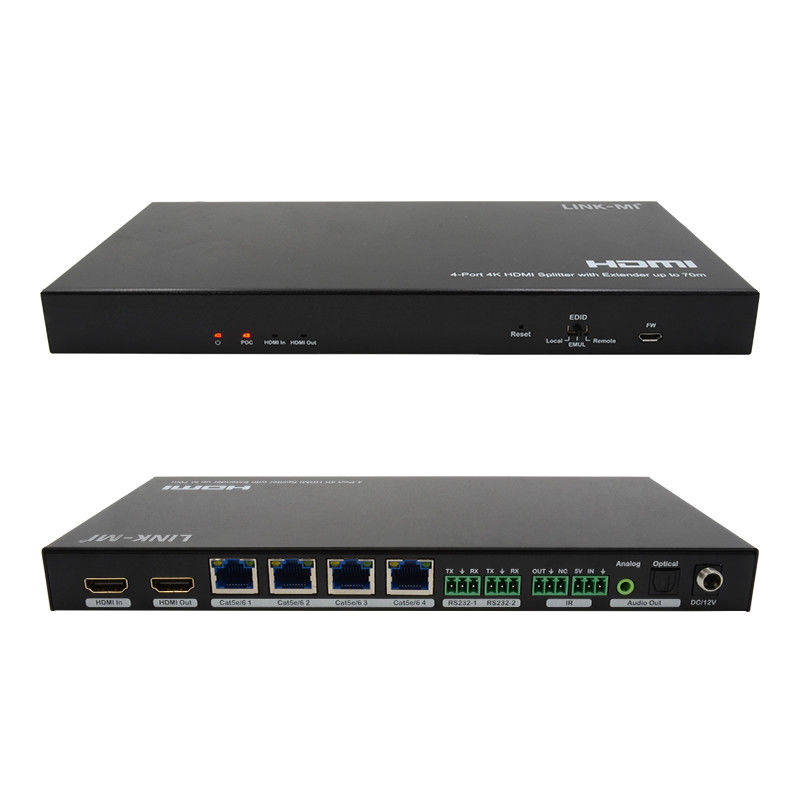 70M 1x4 4K HDMI Splitter Extender met audio-extract 1x4 HDMI Splitter over Cat6