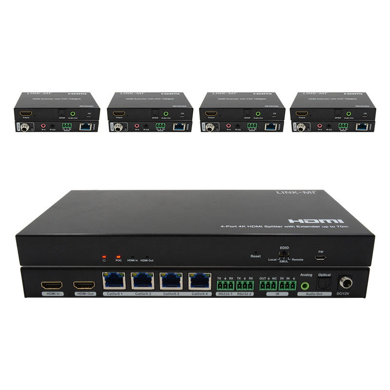 70M 1x4 4K HDMI Splitter Extender met audio-extract 1x4 HDMI Splitter over Cat6