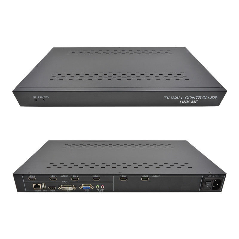 6 kanalen HDMI Video Wall Controller 2X3 LED Wall Controller voor 6 Splicing TV's