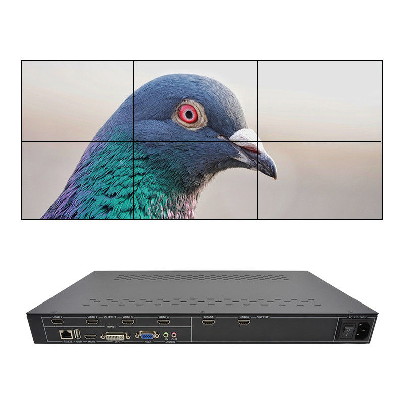 6 kanalen HDMI Video Wall Controller 2X3 LED Wall Controller voor 6 Splicing TV's