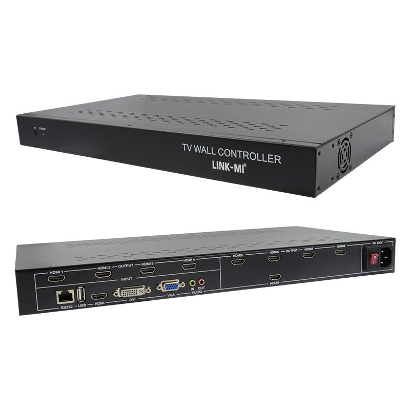 9 kanalen HDMI Video Wall Controller 3X3 Zoom ondertitels Multi Display Controller voor reclame
