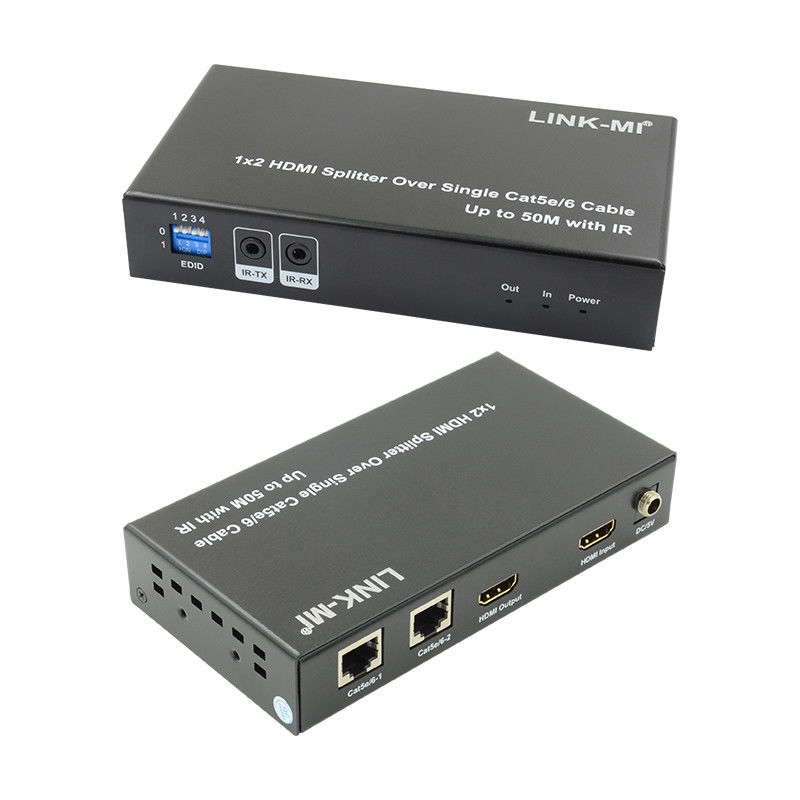 1X2 50M 4K HDMI Splitter over Cat5e/6 Kabelondersteuning 3D IR Cascading voor 4 lagen