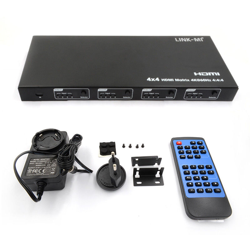 Rs232 4x4 HDMI Matrix Switch Ondersteuning 4K 60Hz 18Gbps EDID 4 tot 4 HDMI Video Switch