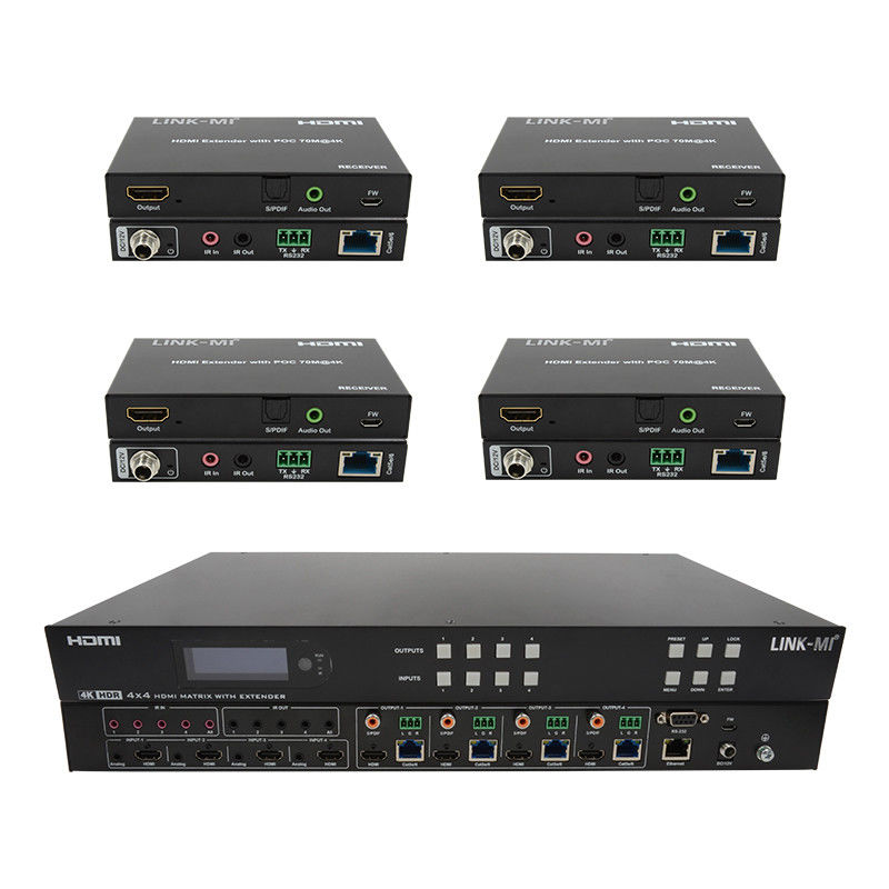 70m 4x4 HDMI Matrix Extender met 4 HDMI Loop Out 4K HDMI Matrix Switch
