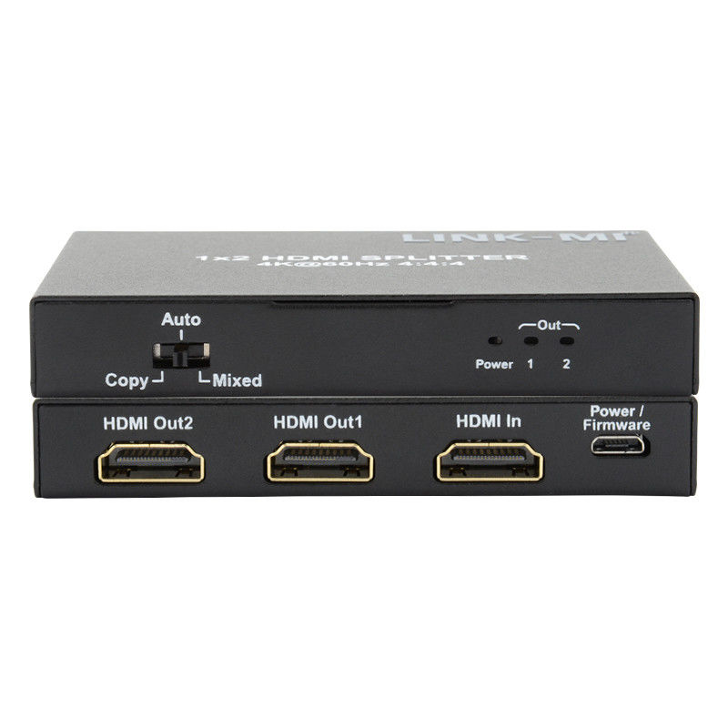 1x2 HDMI2.0 Splitter Ondersteuning 3D 18G HDR HDCP2.2 2 poorten Video Splitter