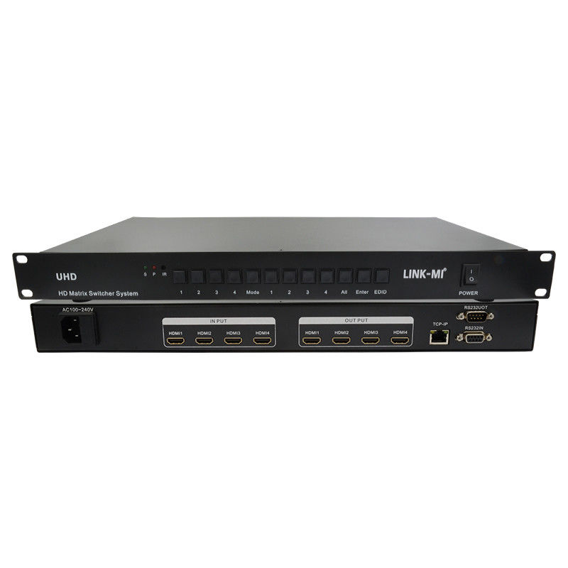 4X4 HDMI Matrix Switcher System 4K HDMI Video Switch Ondersteuning RS232 TCP/IP