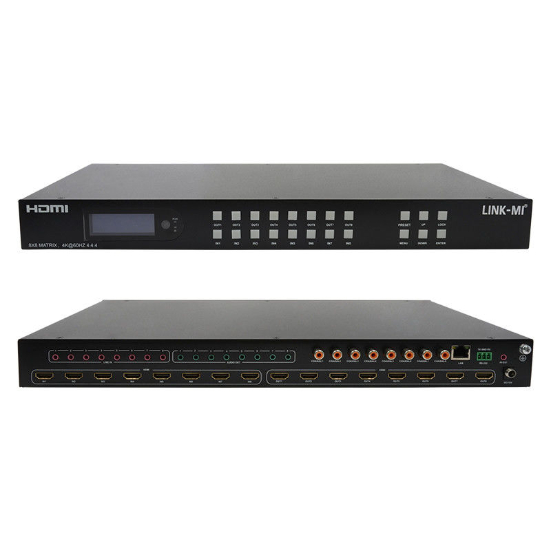 8x8 HDMI Matrix 4k HDMI Switcher met ondersteuning voor analoge audio-extractie 18 Gbps HDR