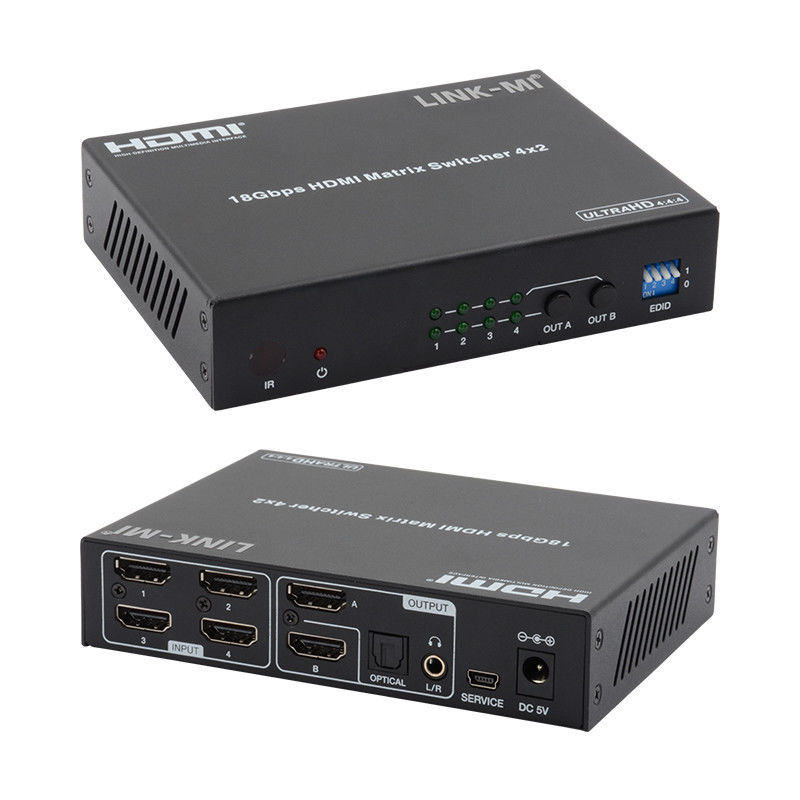 4X2 HDMI Matrix Switch Hdmi Switch Audio Extractor 4K tot 1080P Video Switcher