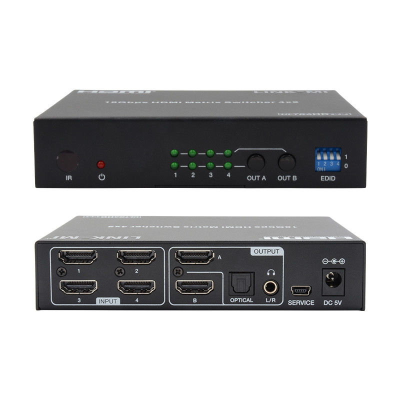 4X2 HDMI Matrix Switch Hdmi Switch Audio Extractor 4K tot 1080P Video Switcher