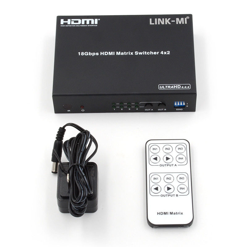 4X2 HDMI Matrix Switch Hdmi Switch Audio Extractor 4K tot 1080P Video Switcher