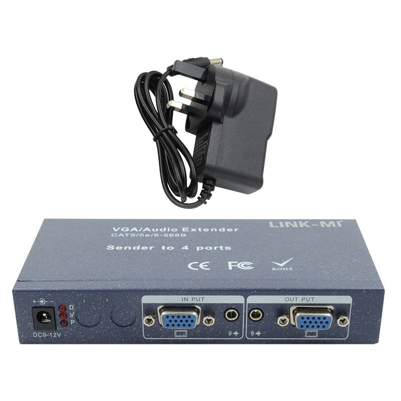 15pin 4 poort VGA Extender 1 tot 4 VGA Splitter 4 kanalen Video UTP Extender