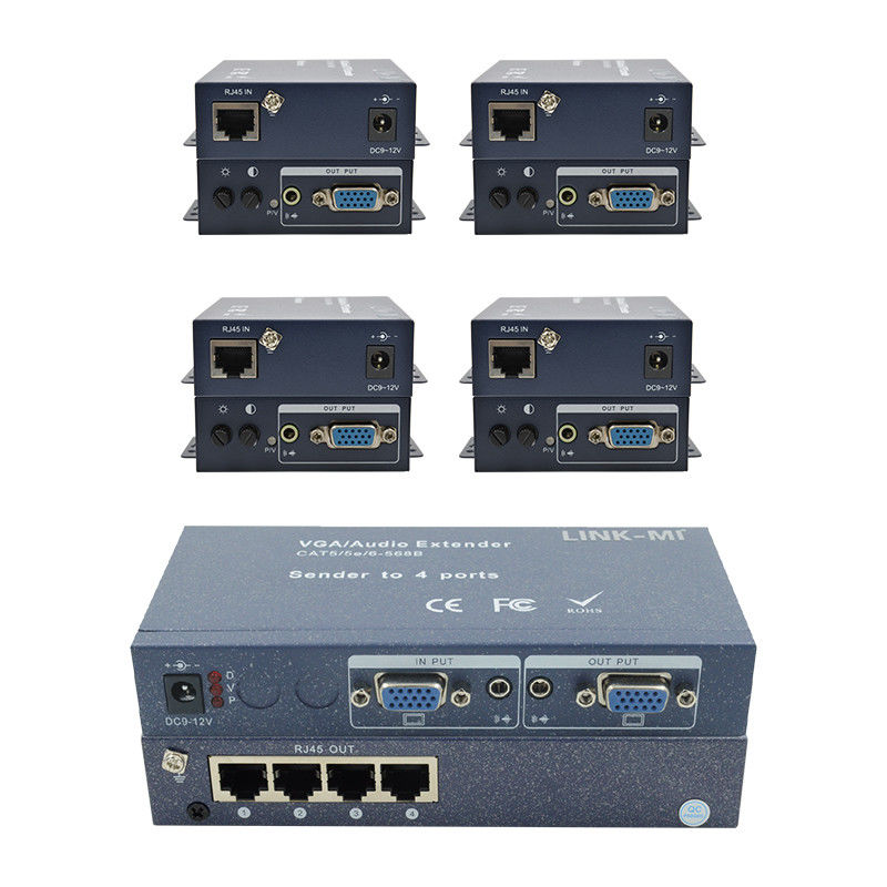 15pin 4 poort VGA Extender 1 tot 4 VGA Splitter 4 kanalen Video UTP Extender