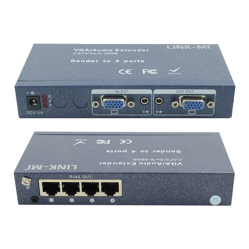 15pin 4 poort VGA Extender 1 tot 4 VGA Splitter 4 kanalen Video UTP Extender