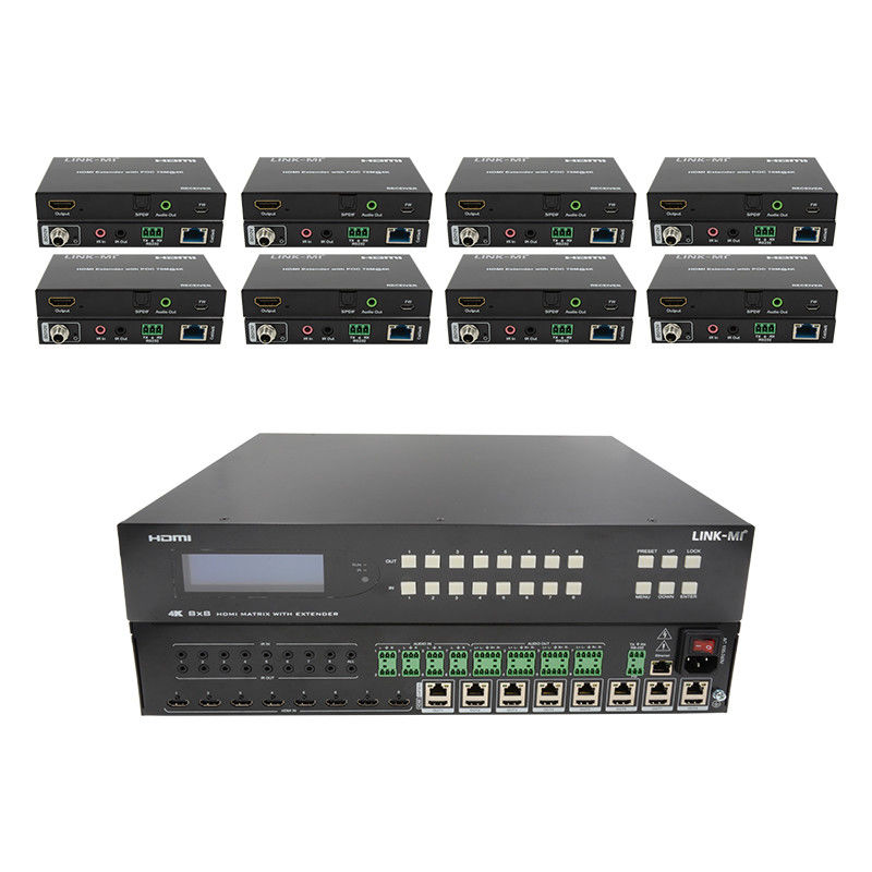 8X8 HDMI Matrix Extender tot 70m 8 HDMI Loop Out 4K60Hz HDMI Video Switch