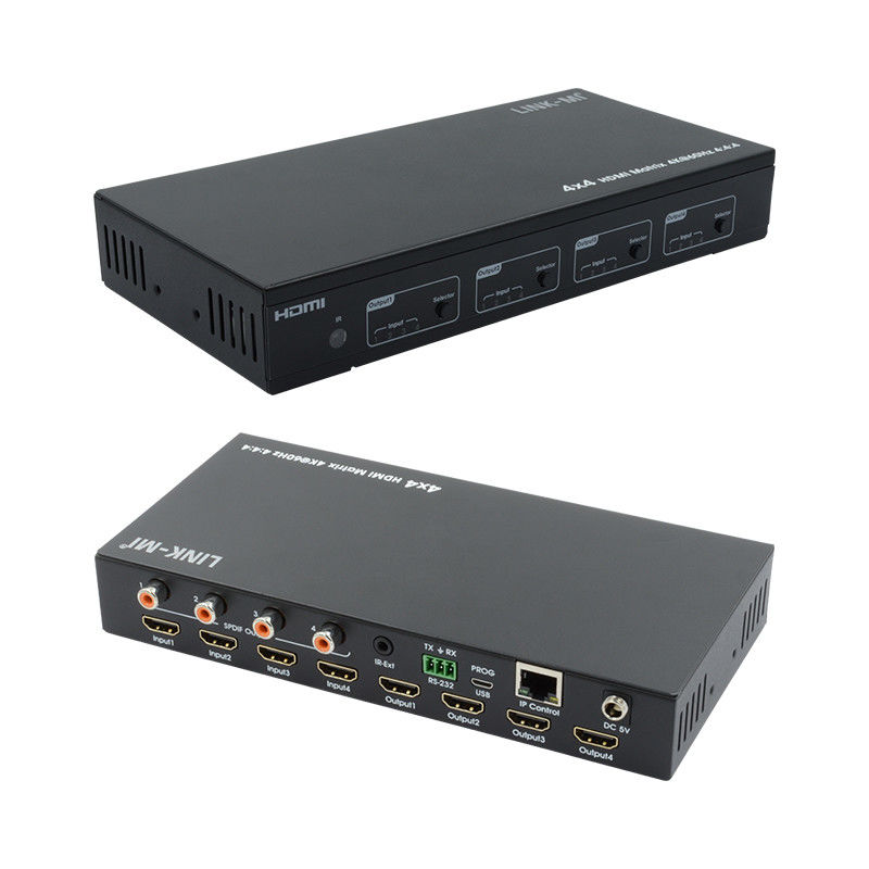 HDMI 4X4 4k Matrix Switcher 4K60Hz met SPDIF Audio AV Matrix voor 4 Ultra HD Displays