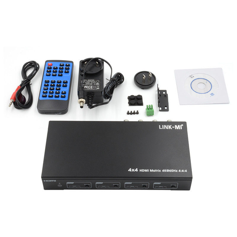 HDMI 4X4 4k Matrix Switcher 4K60Hz met SPDIF Audio AV Matrix voor 4 Ultra HD Displays