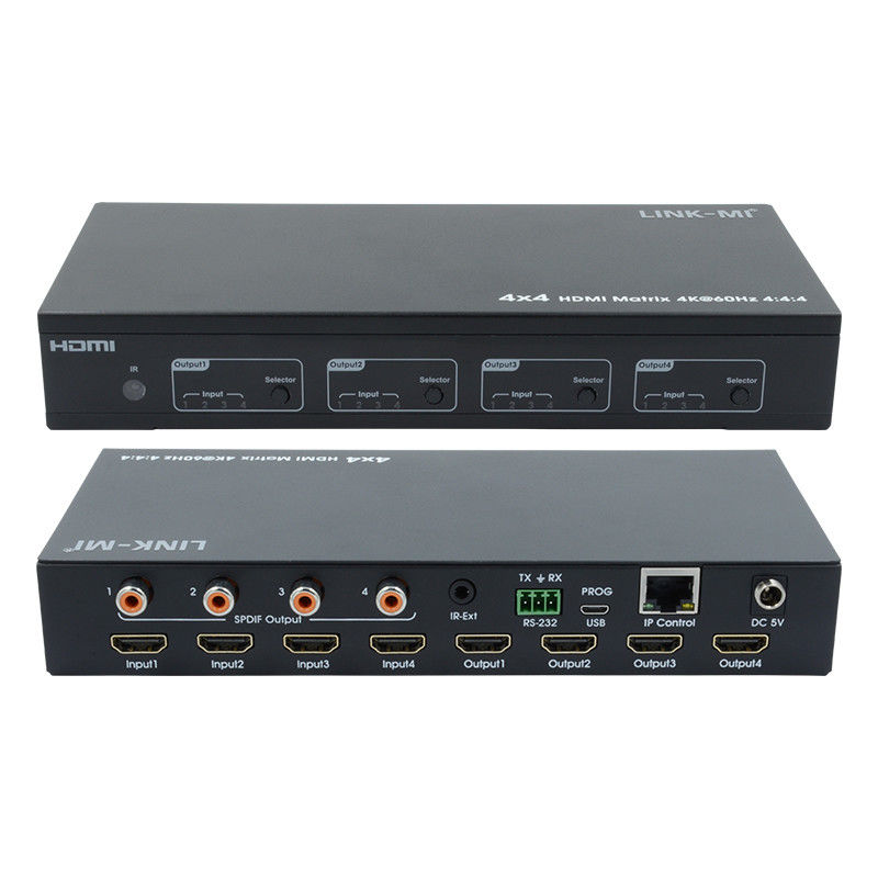 HDMI 4X4 4k Matrix Switcher 4K60Hz met SPDIF Audio AV Matrix voor 4 Ultra HD Displays