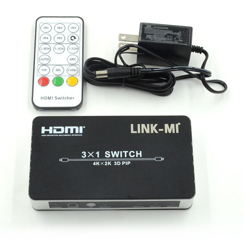 4K2K HDMI Switch 3x1 HDMI Splitter 5V 1A Ondersteuning PIP 3D 3 tot 1 Video Switch