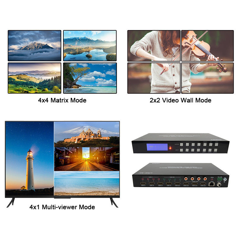 60Hz 4X4 4K Video Wall Controller 4X1 2x2 TV Wall Controller Naadloze Matrix Switch