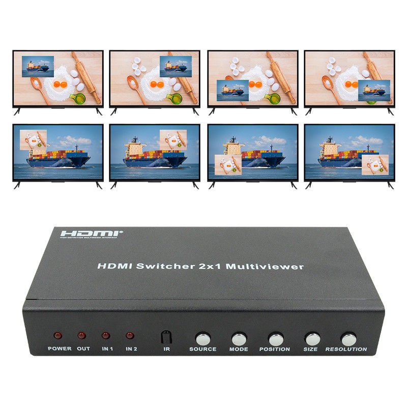 225MHz HDMI Quad Screen Splitter HDMI 2x1 Multiviewer met PIP 2 in 1 Out