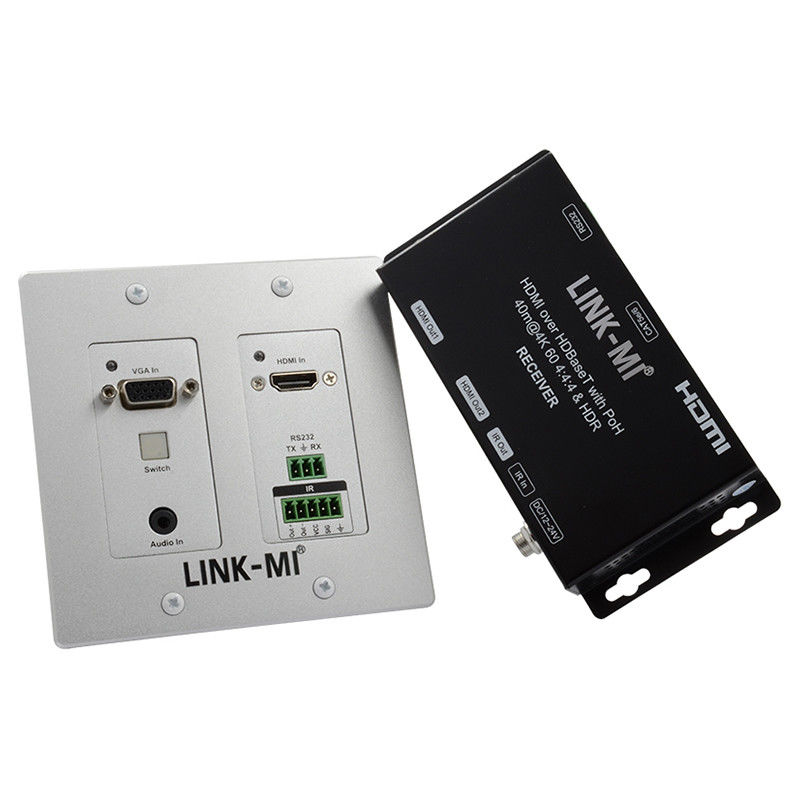4K 40M HDBaseT HDMI+VGA Wallplate Extender Bi-directionele breedband IR RS232 Pass Through