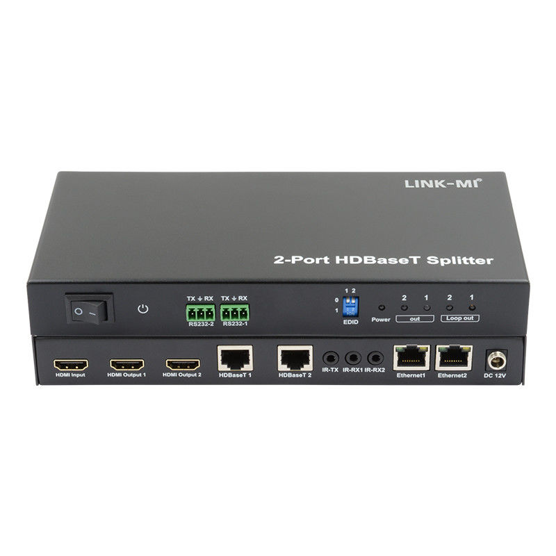 100m 1x2 HDBaseT Splitter met HDCP2.2 Compliance POC Ethernet en RS232 Pass Through