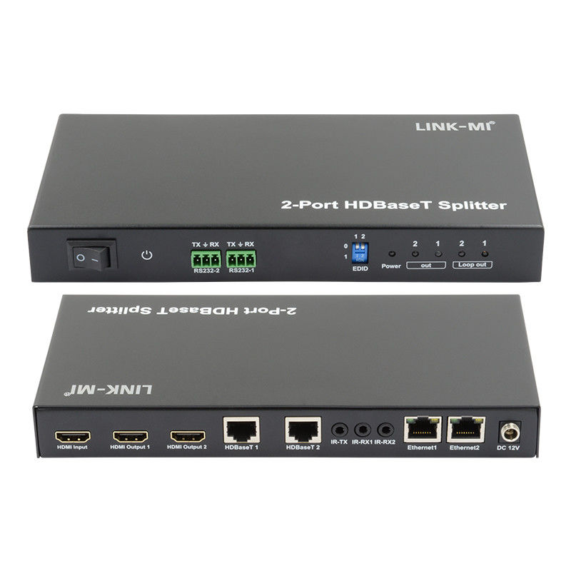 100m 1x2 HDBaseT Splitter met HDCP2.2 Compliance POC Ethernet en RS232 Pass Through