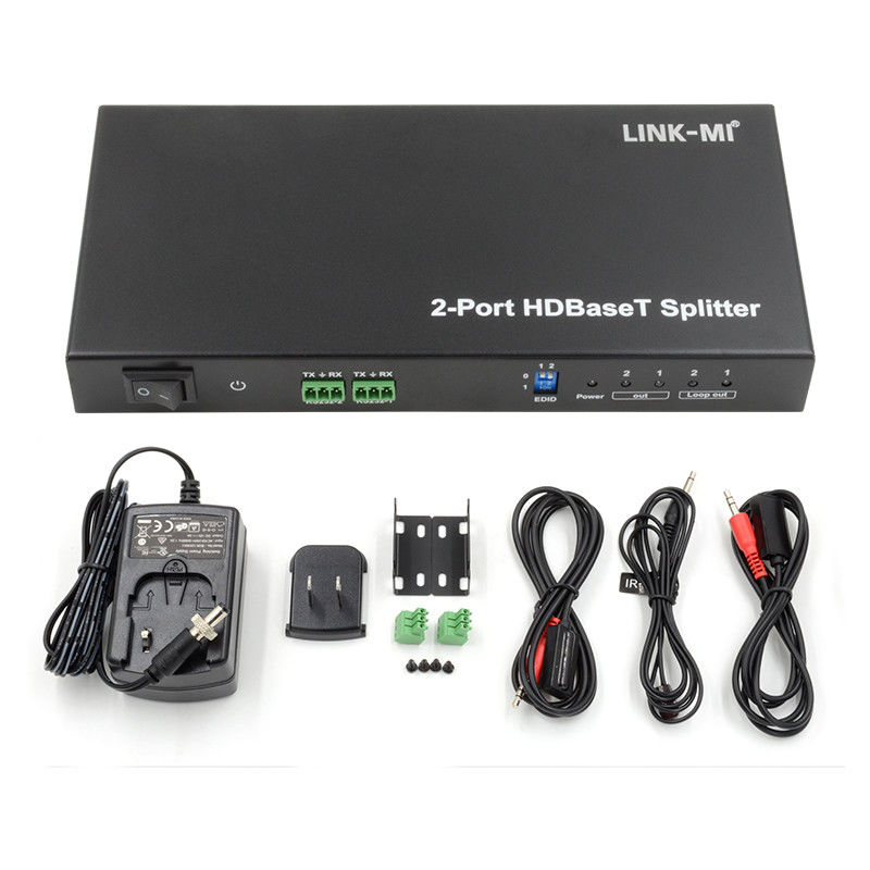 100m 1x2 HDBaseT Splitter met HDCP2.2 Compliance POC Ethernet en RS232 Pass Through