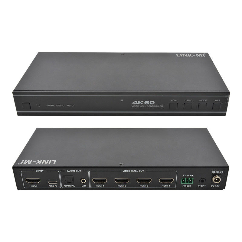 Gebruikersvriendelijke 1X4 HDMI Video Wall Controller met USB-C Input Audio en RS232 ondersteuning