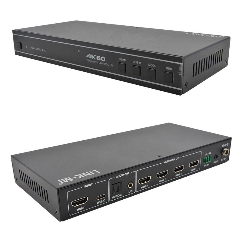 Gebruikersvriendelijke 1X4 HDMI Video Wall Controller met USB-C Input Audio en RS232 ondersteuning