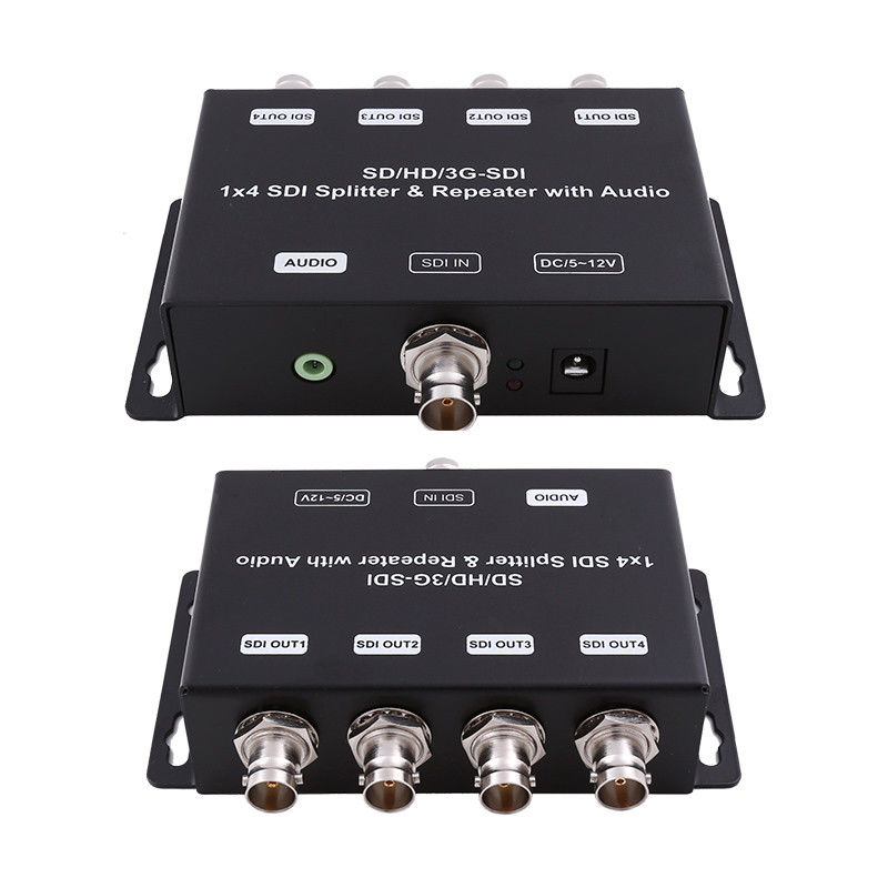 HD/SD-SDI 1 tot en met 4 Distributieversterker Repeater met Audio 75 ohm Uitgangsimpedantie