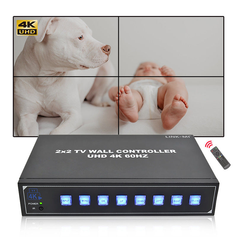 2 x HDMI In 4K Video Wall Controller met USB-ondersteuning 2x2 1x4 1x3 1x2 4K60Hz Splicing Box voor reclame