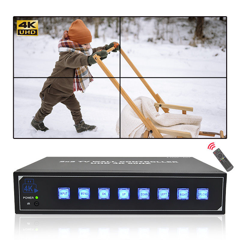 IR-afstandsbediening 4K HDMI Video Wall Processor 2X2 voor 4 UHD TV's 4K 60Hz LED Video Wall
