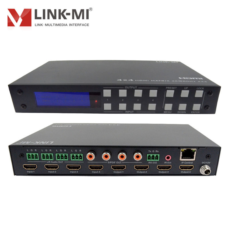 4K 4x4 HDMI Matrix HDMI 2.0b Matrix met HDCP 2.2 en DCI-P3/Rec.2020 Kleurruimte Ondersteuning
