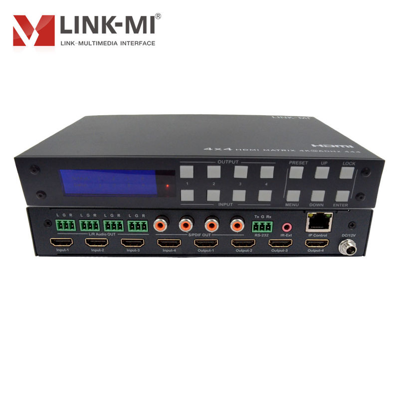 4K 4x4 HDMI Matrix HDMI 2.0b Matrix met HDCP 2.2 en DCI-P3/Rec.2020 Kleurruimte Ondersteuning
